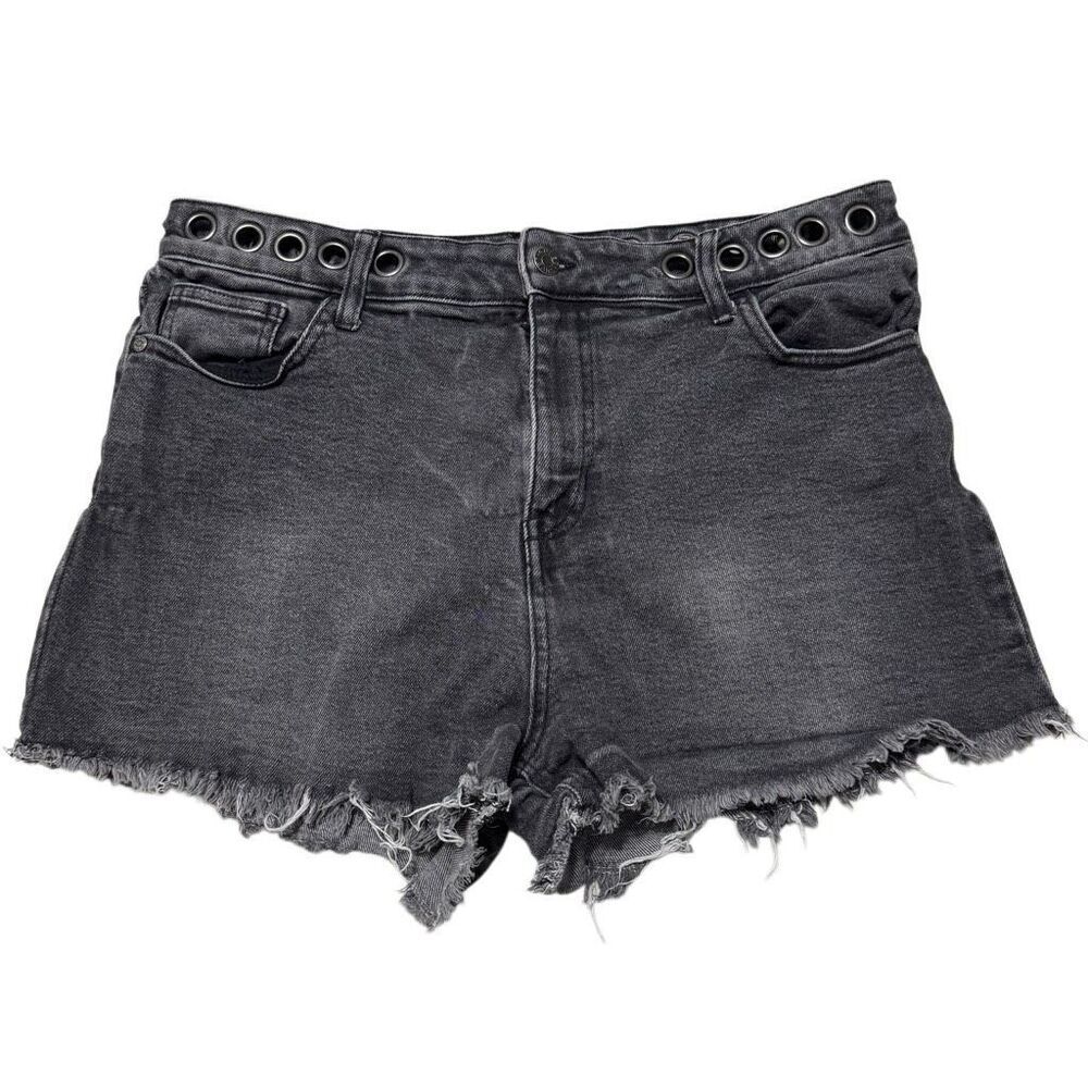 Guess Y2K Grommet Midrise Grunge Cut-Off Denim Mini Shorts 32